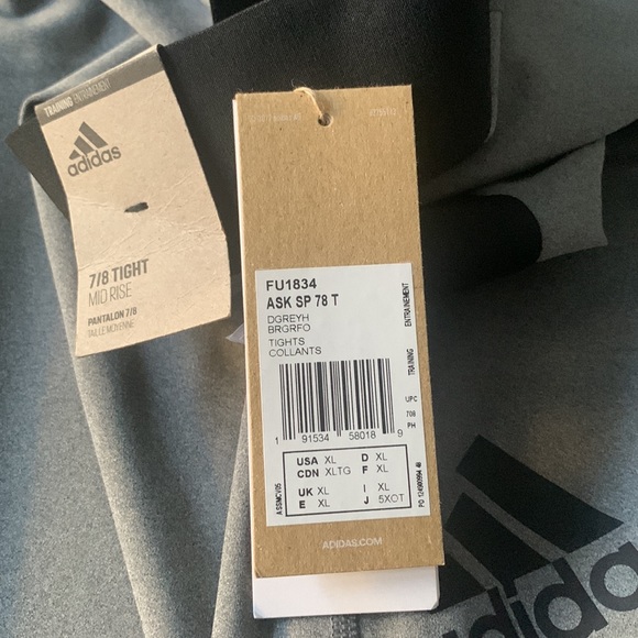 Adidas new w tags mid rise 7/8 tights with 2 in wide elastic waistband - Picture 5 of 5